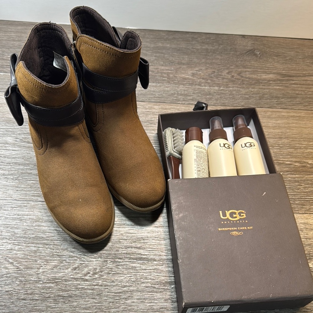 Ugg Brown Ankle Boots with Bow Detail size 36 - Picture 9 of 9
